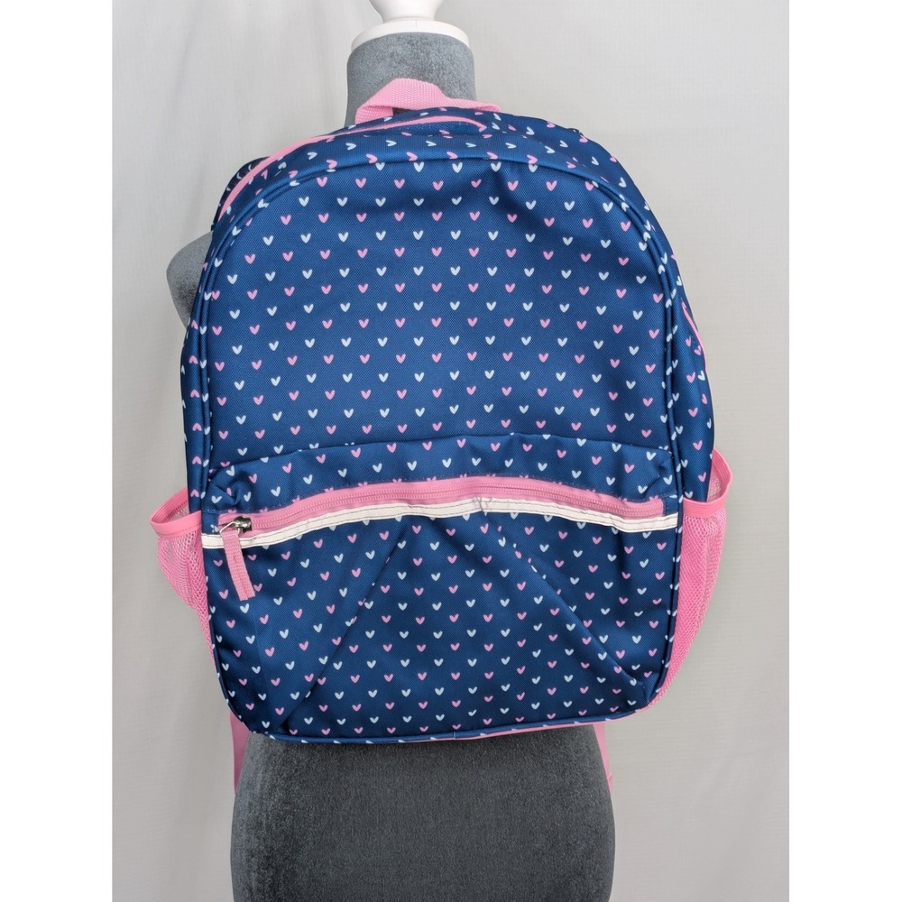 Dealworthy NWT 15" Laptop Backpack Navy Pink Hearts Girls School Adjustable